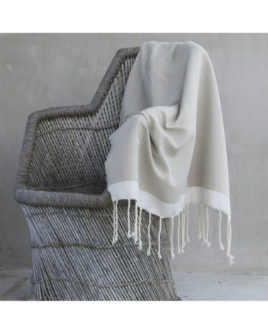 Plaid coton taupe clair / écru 130x170