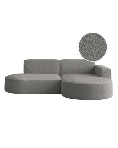 Canapé d'angle droit 4 places marla en tissu bouclette - gris foncé
