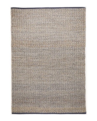 Tapis moderne en jute et denim fait à la main bleu 160x230