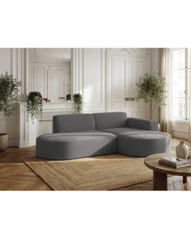Canapé d'angle droit 4 places marla en tissu bouclette - gris foncé