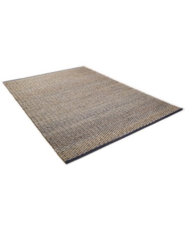 Tapis moderne en jute et denim fait à la main bleu 160x230