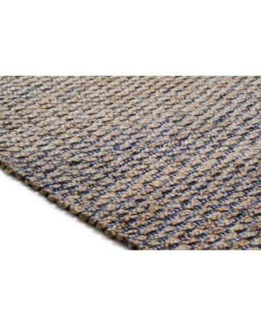 Tapis moderne en jute et denim fait à la main bleu 160x230