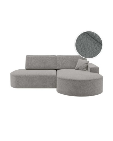 Canapé d'angle droit convertible 4pl marlo tissu chenille gris clair