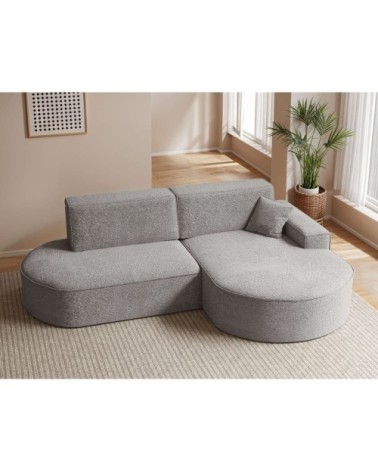 Canapé d'angle droit convertible 4pl marlo tissu chenille gris clair