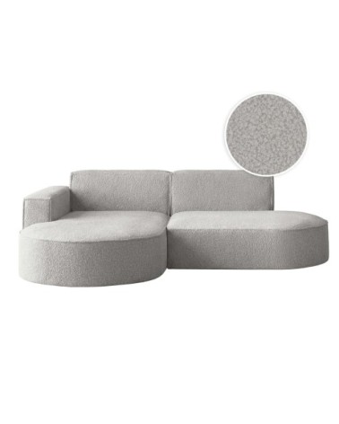 Canapé d'angle gauche 4 places marla en tissu bouclette - gris clair