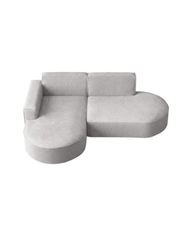 Canapé d'angle gauche 4 places marla en tissu bouclette - gris clair