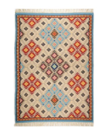 Tapis kelim en laine tissé à la main multi 140x200