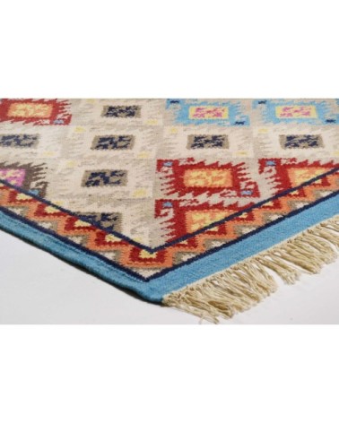 Tapis kelim en laine tissé à la main multi 140x200