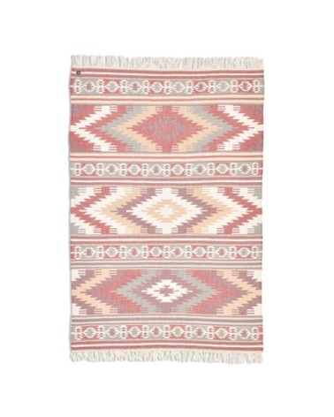 Tapis kelim en laine fait à la main rouge 140x200