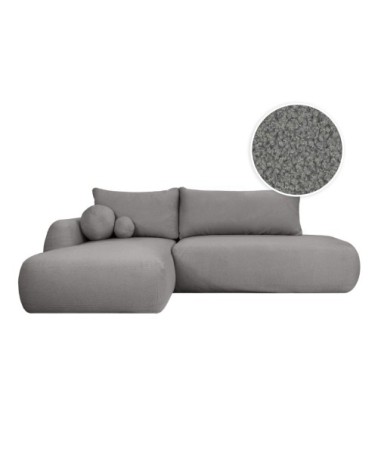 Canapé d'angle gauche convertible 5p fabio tissu bouclette gris foncé