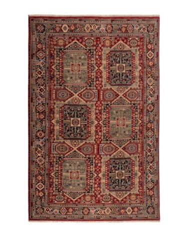 SAHARNA YALAMEH - Tapis oriental en laine rouge et marron 80x150