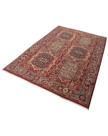 SAHARNA YALAMEH - Tapis oriental en laine rouge et marron 80x150