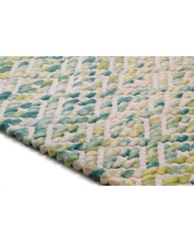 Tapis moderne en laine fait à la main vert 140x200