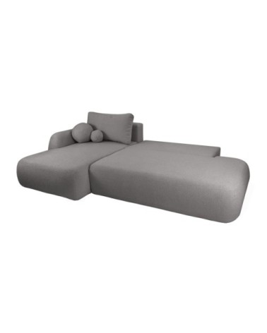Canapé d'angle gauche convertible 5p fabio tissu bouclette gris foncé