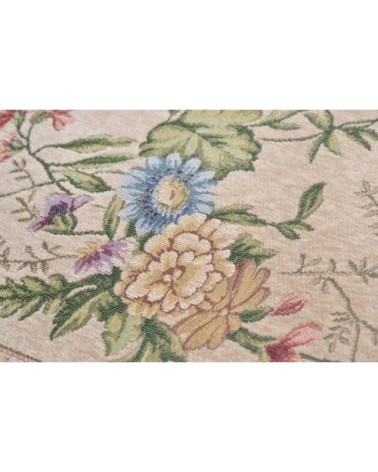 Tapis floral tissé plat - beige 60x90 cm