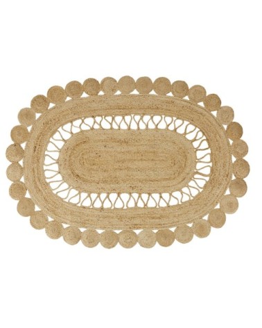Tapis ovale en jute beige 140x200