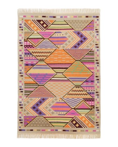 Tapis kelim en laine tissé à la main beige 140x200