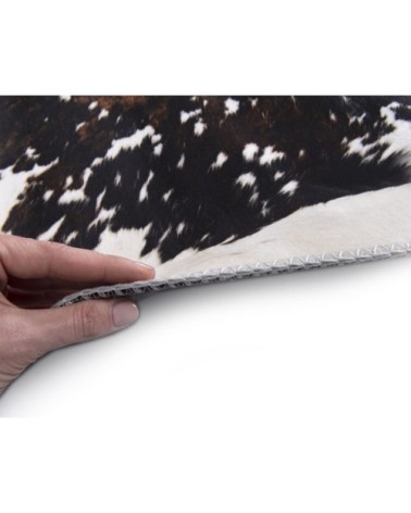 Tapis en peau de vache artificielle noir et blanc 100x130
