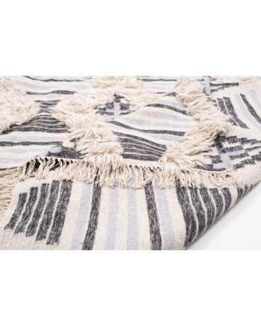 Tapis kelim moderne en laine fait main noir et blanc 160x230