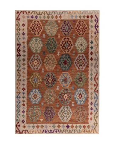 Tapis imprimé en motif kelim vintage - rouille 70x140 cm