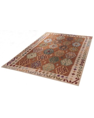 Tapis imprimé en motif kelim vintage - rouille 70x140 cm