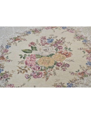 Tapis floral aubusson tissé plat - beige 60x90 cm