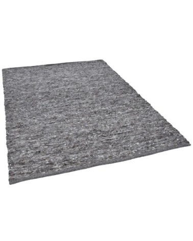 Tapis tissé à la main en laine naturelle gris 70x130