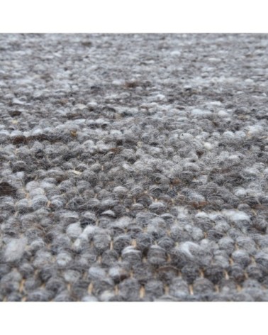 Tapis tissé à la main en laine naturelle gris 70x130