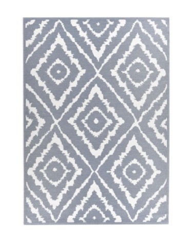 Tapis moderne outdoor d'extérieur tissé plat bleu 70x120