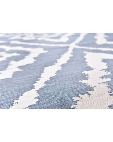 Tapis moderne outdoor d'extérieur tissé plat bleu 70x120