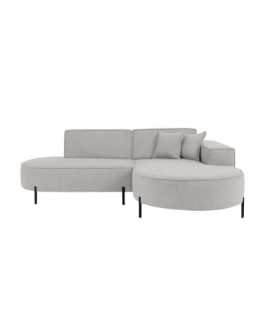 Canapé d'angle droit 4 places marlon en tissu bouclette gris clair
