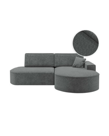 Canapé d'angle droit convertible 4pl marlo tissu chenille gris foncé