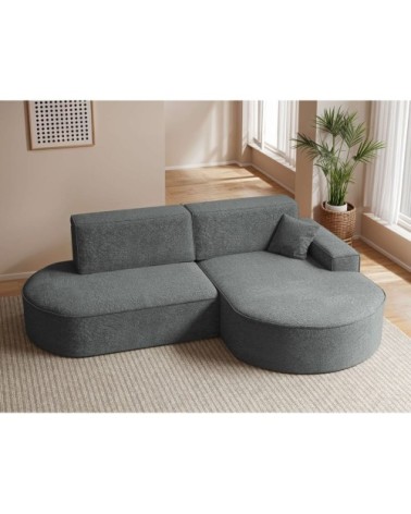 Canapé d'angle droit convertible 4pl marlo tissu chenille gris foncé