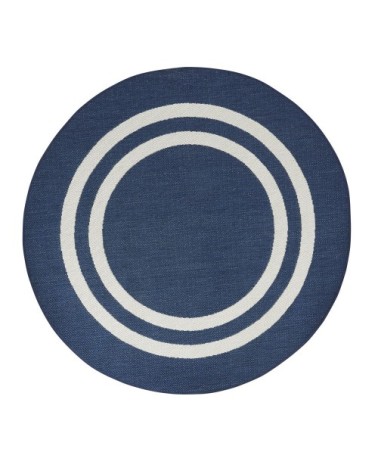 Tapis rond en polypropylène bleu et blanc 160x160