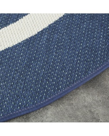 Tapis rond en polypropylène bleu et blanc 160x160