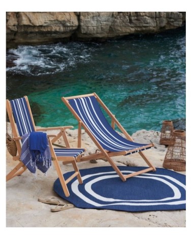 Tapis rond en polypropylène bleu et blanc 160x160