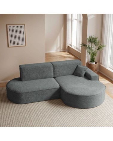 Canapé d'angle droit convertible 4pl marlo tissu chenille gris foncé