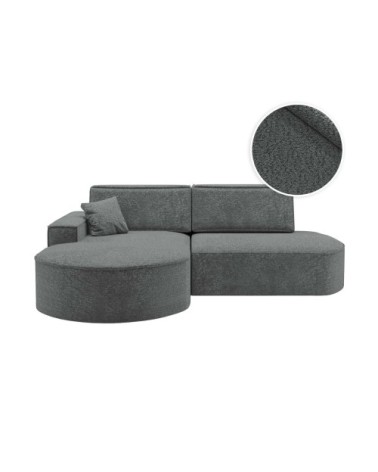 Canapé d'angle gauche convertible 4pl marlo tissu chenille gris foncé