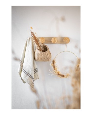 Déco couronne murale en métal, corde et élément naturel séché D30