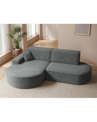 Canapé d'angle gauche convertible 4pl marlo tissu chenille gris foncé