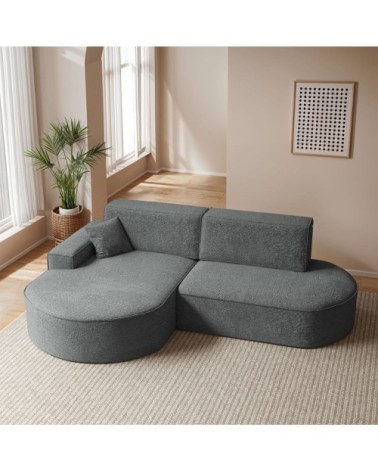 Canapé d'angle gauche convertible 4pl marlo tissu chenille gris foncé