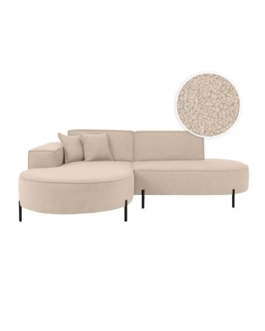Canapé d'angle gauche 4 places marlon en tissu bouclette beige