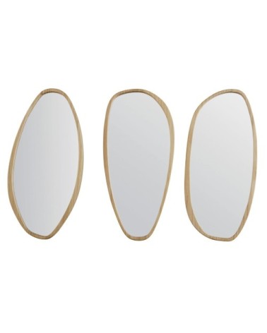 Miroirs organiques en bois de pin et peuplier beige (x3) 45x90