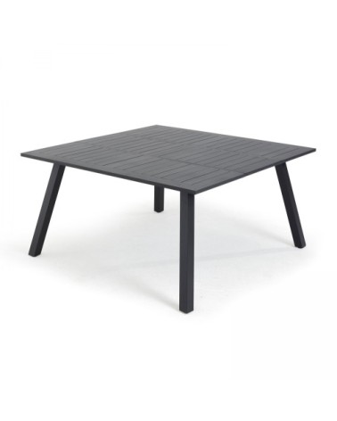 Ensemble de jardin 8 places avec table carrée extensible gris
