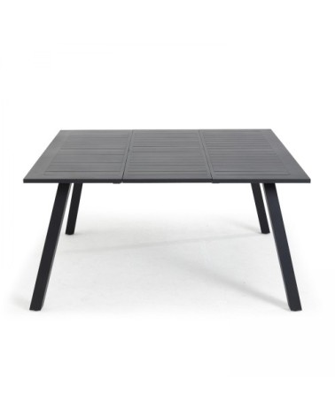 Table de jardin carrée extensible en aluminium noir