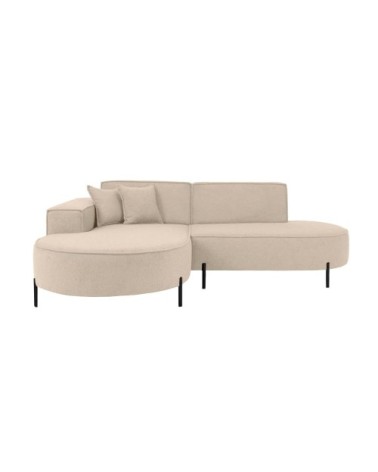 Canapé d'angle gauche 4 places marlon en tissu bouclette beige