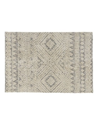 Tapis berbère en coton recyclé tufté et tissé main écru 140x200