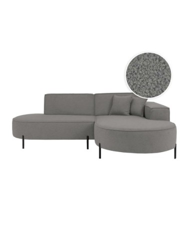 Canapé d'angle droit 4 places marlon en tissu bouclette gris foncé