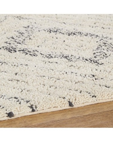 Tapis berbère en coton recyclé tufté et tissé main écru 140x200