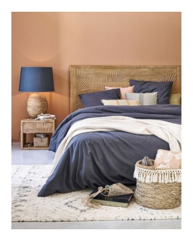 Tapis berbère en coton recyclé tufté et tissé main écru 140x200